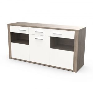 Aparador Paris - Branco Carvalho Cinza